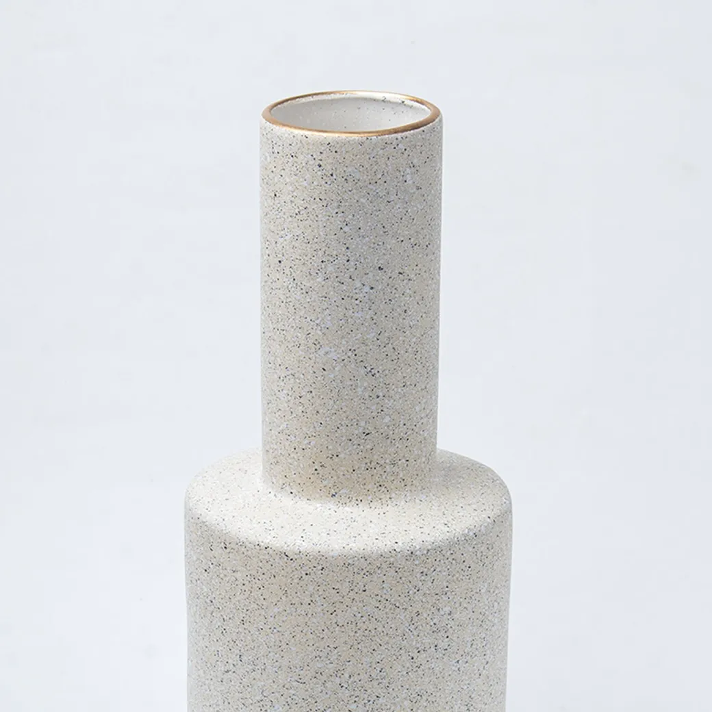 Stylish Flower Holder Vase - Off White, Stone Finish