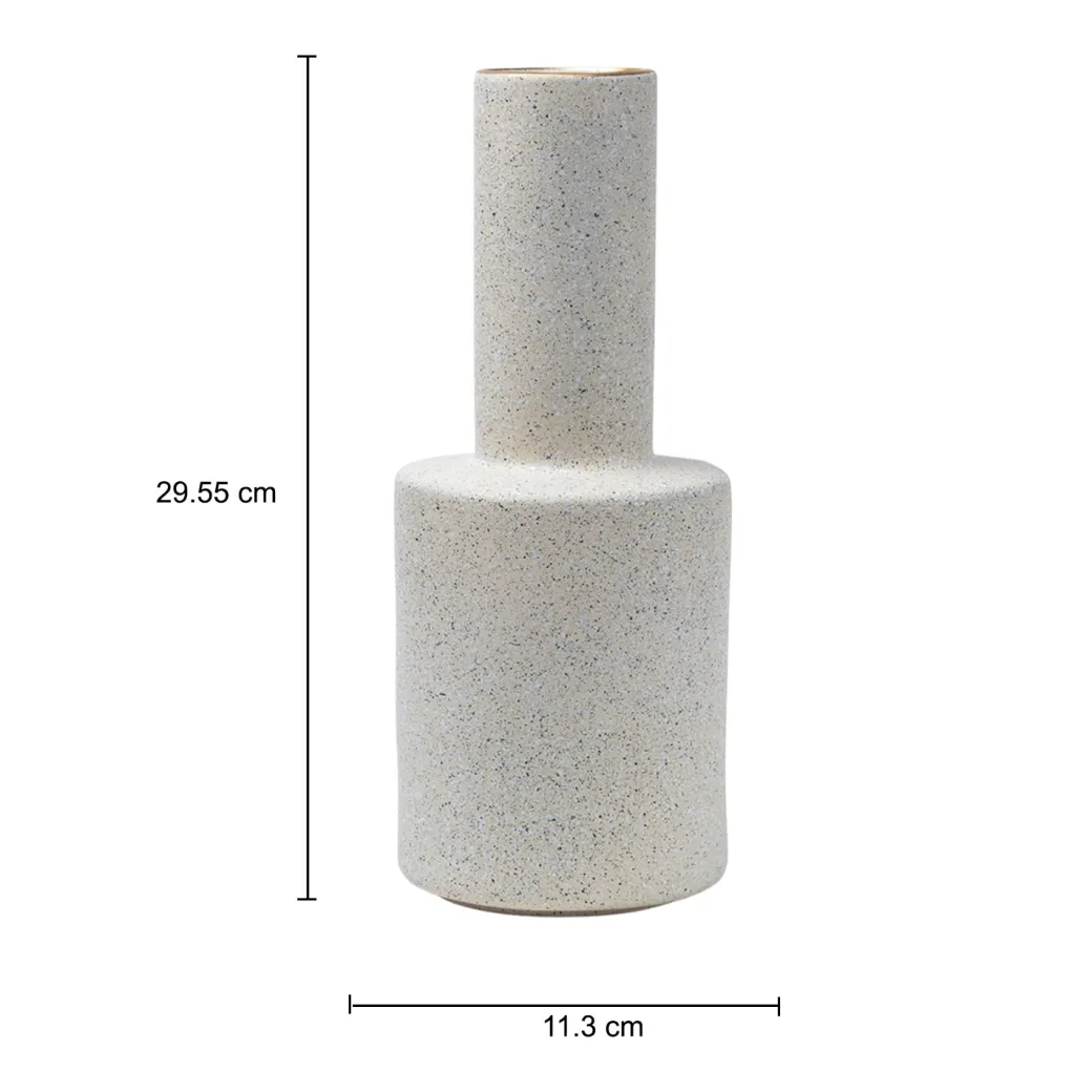 Stylish Flower Holder Vase - Off White, Stone Finish