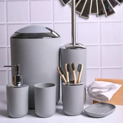 Stylish Grey Bathroom Set 6 Pcs