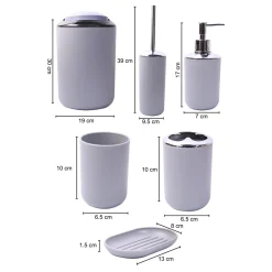 Stylish Grey Bathroom Set 6 Pcs