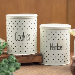 Stylish Ivory Cookie & Namkeen Jar (Each 1400 Ml)