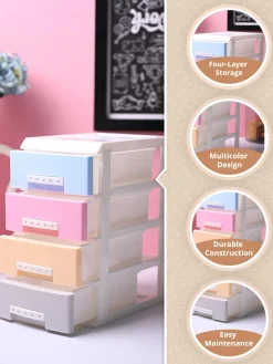 Stylish Multicolor 4 Layer Table Drawer
