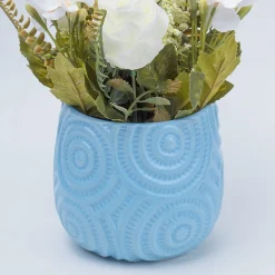 Stylish Off White Artificial Flower With Pot - 11.5 X 11.5 X 24Cm