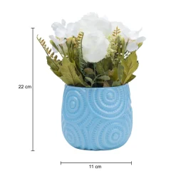 Stylish Off White Artificial Flower With Pot - 11.5 X 11.5 X 24Cm