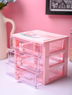Stylish Pink 3 Layer Table Drawer