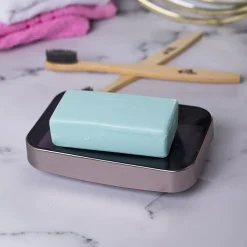 Stylish Soap Dish - Silver & Black