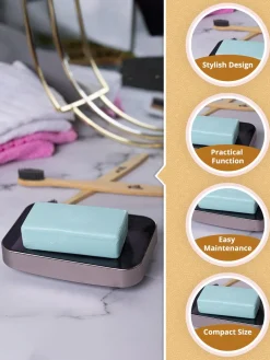 Stylish Soap Dish - Silver & Black