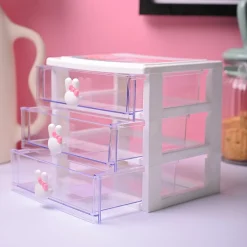 Stylish White 3 Layer Table Drawer