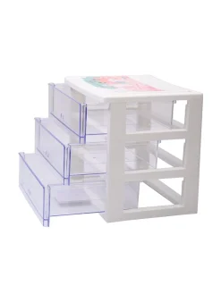 Stylish White 3 Layer Table Drawer