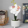 Stylish White Artificial Flowers With Pot - 10 X 10 X 34Cm