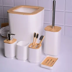 Stylish White Bathroom Set 6 Pcs