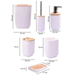 Stylish White Bathroom Set 6 Pcs
