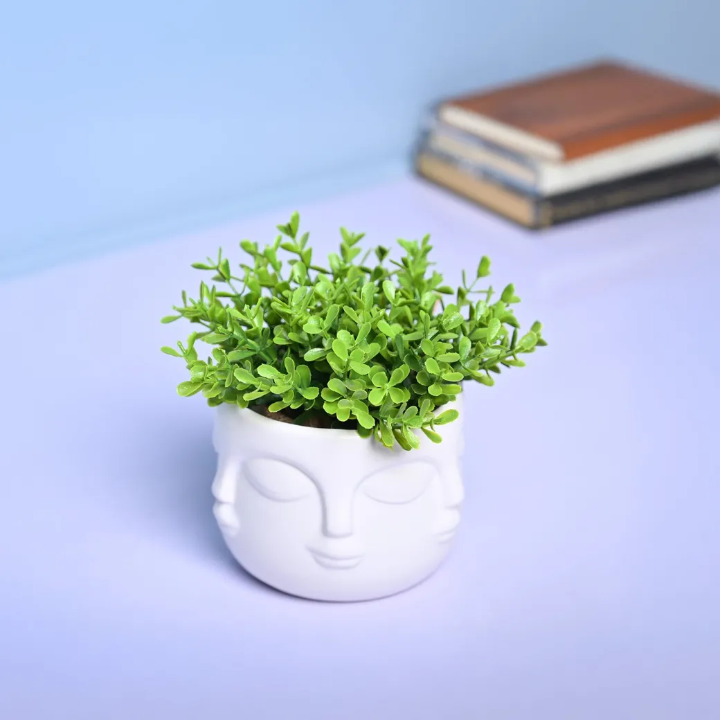 Stylish White Ceramic Face Vase