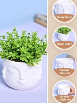 Stylish White Ceramic Face Vase
