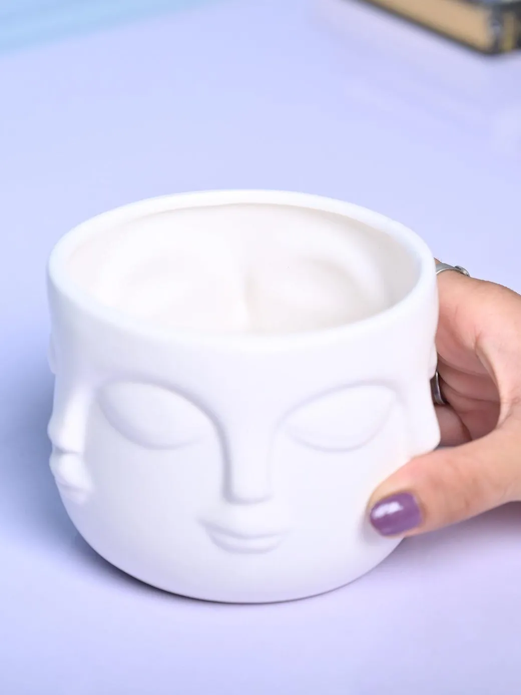 Stylish White Ceramic Face Vase