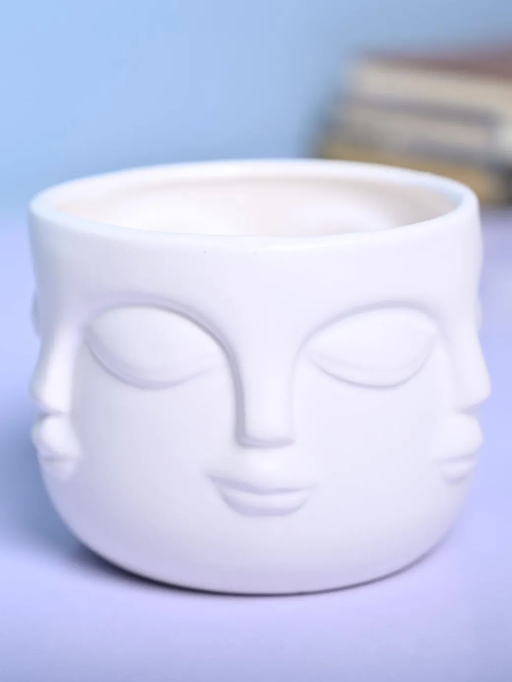 Stylish White Ceramic Face Vase