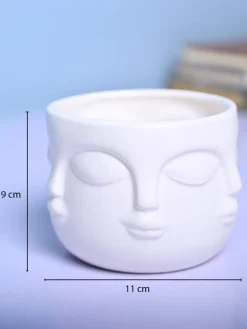 Stylish White Ceramic Face Vase