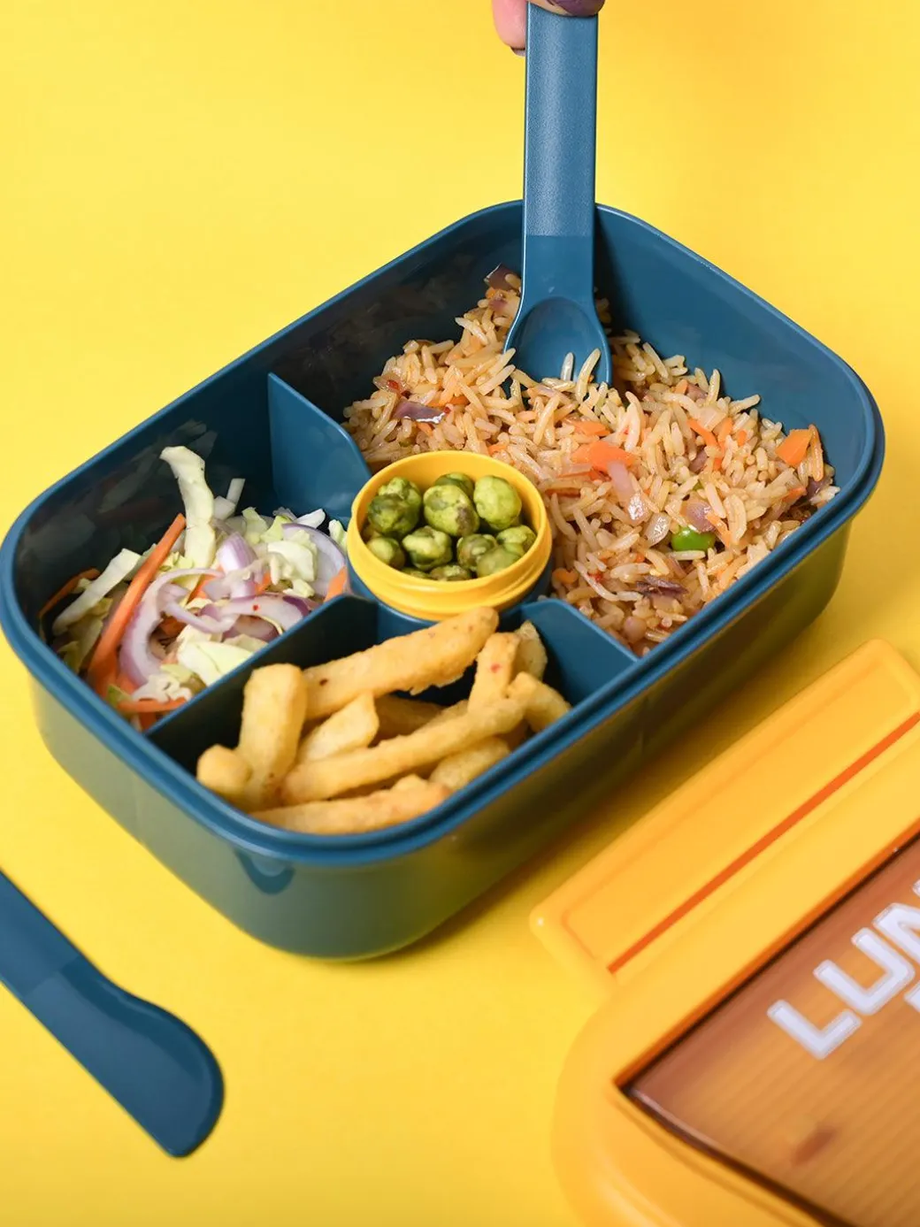 Sunny Yellow Lunch Set: 1 Spoon, 1 Fork & 1 Box