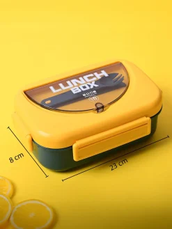 Sunny Yellow Lunch Set: 1 Spoon, 1 Fork & 1 Box