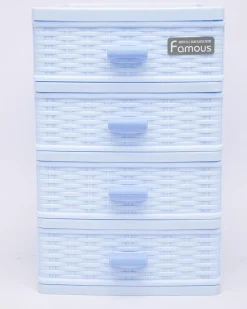 Table Drawer, Modern Design, 4 Layer Drawer, Blue, Plastic