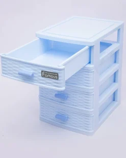 Table Drawer, Modern Design, 4 Layer Drawer, Blue, Plastic