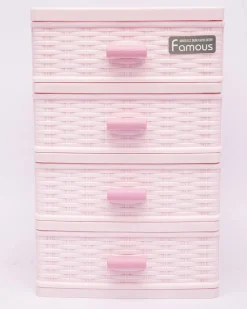 Table Drawer, Modern Design, 4 Layer Drawer, Pink, Plastic