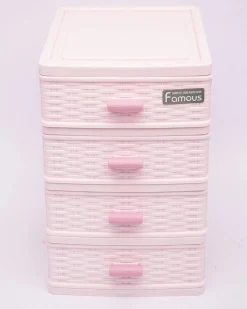 Table Drawer, Modern Design, 4 Layer Drawer, Pink, Plastic