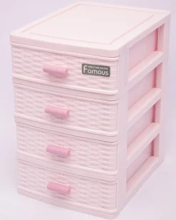 Table Drawer, Modern Design, 4 Layer Drawer, Pink, Plastic