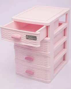 Table Drawer, Modern Design, 4 Layer Drawer, Pink, Plastic