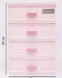 Table Drawer, Modern Design, 4 Layer Drawer, Pink, Plastic