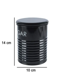 Tea & Sugar Jar - Set Of 2 (Black, Each 900 mL)