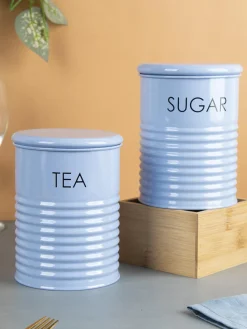 Tea & Sugar Jar - Set Of 2 (Blue, Each 900 mL)