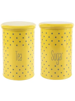 Tea & Sugar Jar - Set Of 2 (Yellow, Each 900 mL)
