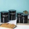 Tea & Sugar Jar (Each 900 Ml) +  Biscuits & Namkeen Jar (Each 1700 Ml) - Black, Set Of 4
