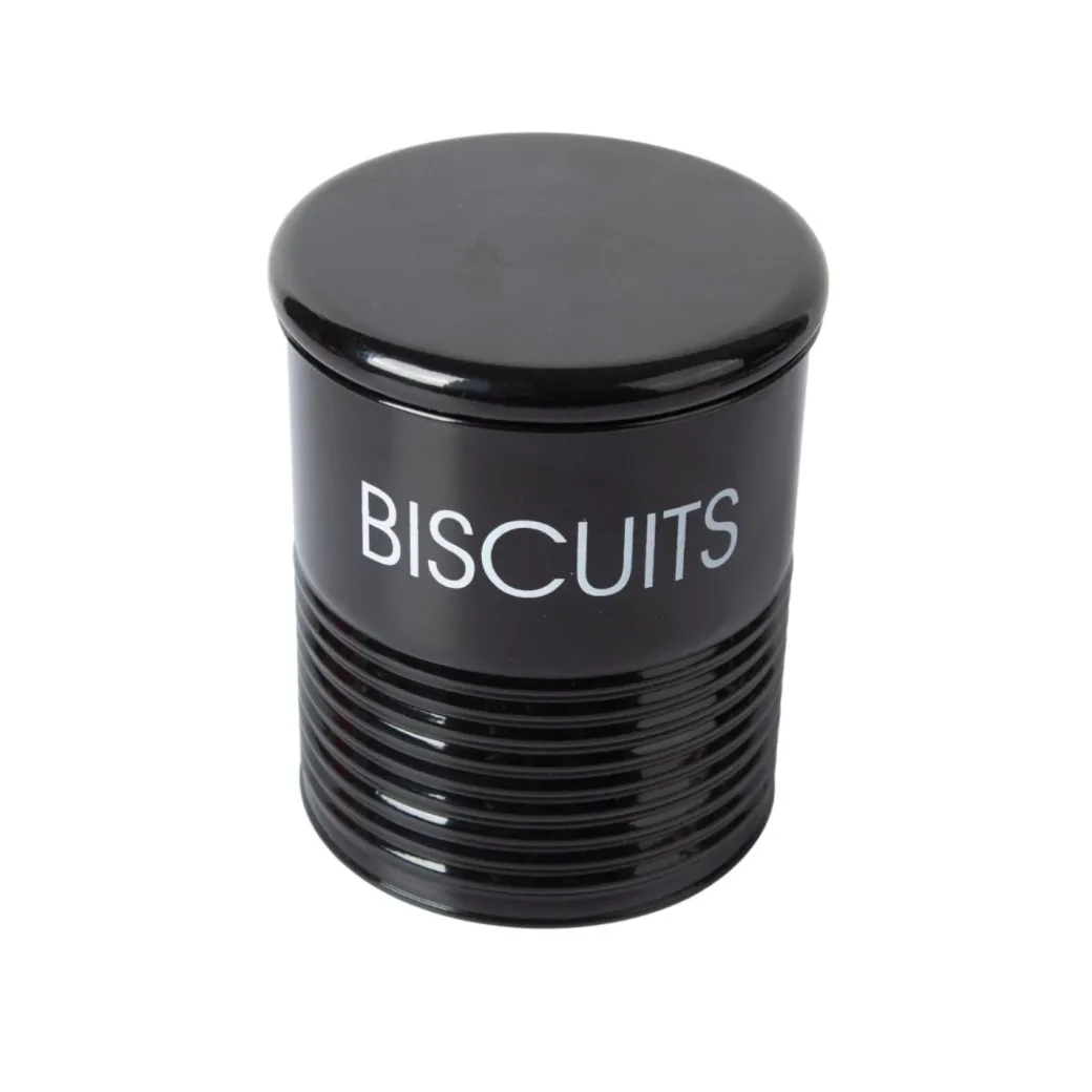 Tea & Sugar Jar (Each 900 Ml) + Biscuits & Namkeen Jar (Each 1700 Ml) - Black, Set Of 4