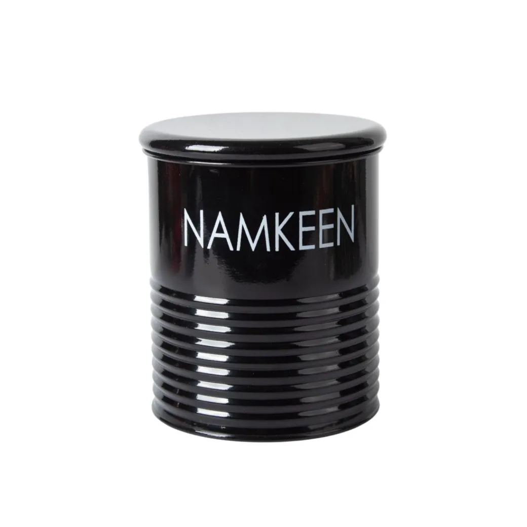 Tea & Sugar Jar (Each 900 Ml) + Biscuits & Namkeen Jar (Each 1700 Ml) - Black, Set Of 4