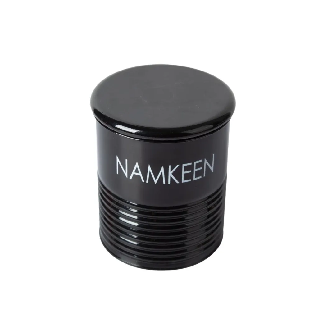 Tea & Sugar Jar (Each 900 Ml) + Biscuits & Namkeen Jar (Each 1700 Ml) - Black, Set Of 4