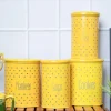 Tea & Sugar Jar (Each 900 Ml) + Cookie & Namkeen Jar (Each 1700 Ml) - Polka Dot Yellow, Set Of 4