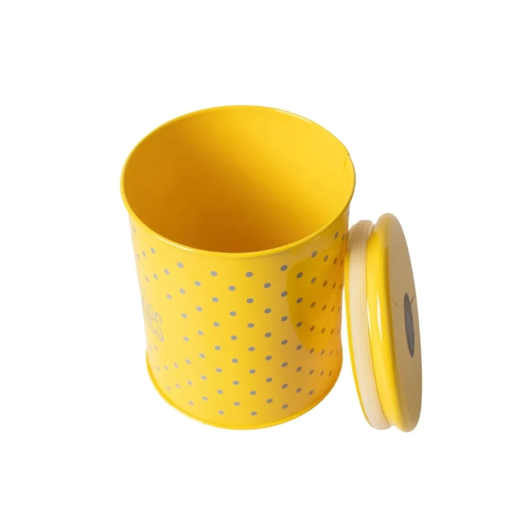 Tea & Sugar Jar (Each 900 Ml) + Cookie & Namkeen Jar (Each 1700 Ml) - Polka Dot Yellow, Set Of 4