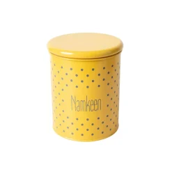 Tea & Sugar Jar (Each 900 Ml) + Cookie & Namkeen Jar (Each 1700 Ml) - Polka Dot Yellow, Set Of 4