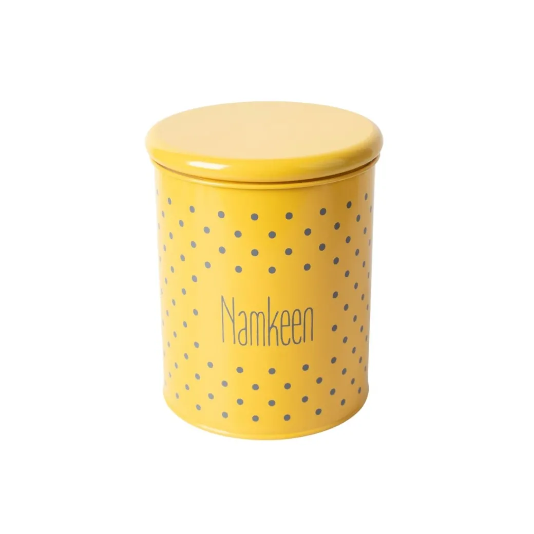 Tea & Sugar Jar (Each 900 Ml) + Cookie & Namkeen Jar (Each 1700 Ml) - Polka Dot Yellow, Set Of 4