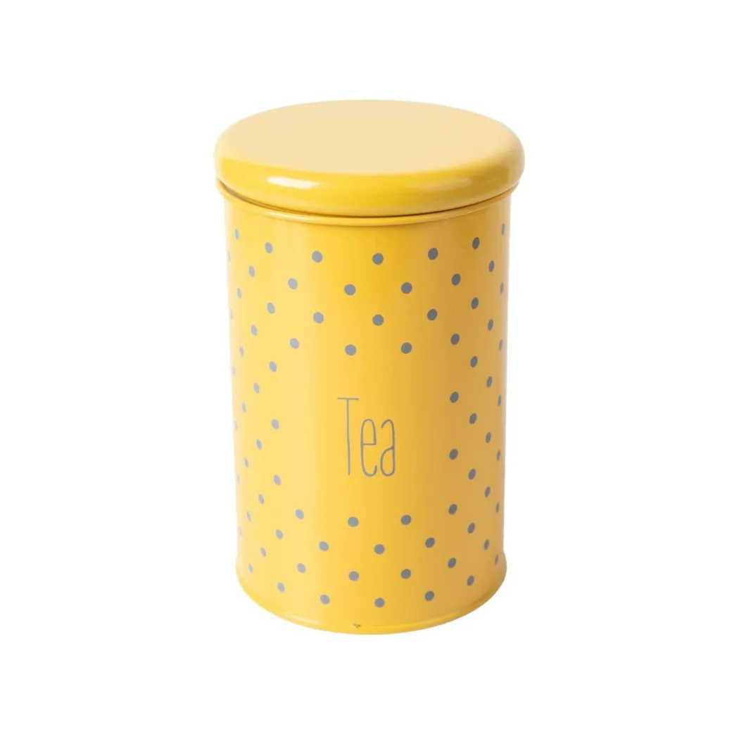 Tea & Sugar Jar (Each 900 Ml) + Cookie & Namkeen Jar (Each 1700 Ml) - Polka Dot Yellow, Set Of 4