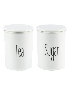 Tea & Sugar Jars - Set Of 2 (White, Each 900 mL)
