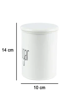 Tea & Sugar Jars - Set Of 2 (White, Each 900 mL)