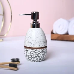 Textured Off-White Ceramic Soap Dispenser