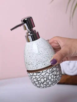 Textured Off-White Ceramic Soap Dispenser