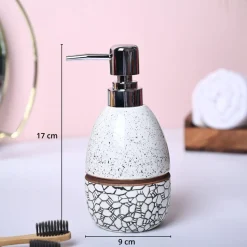 Textured Off-White Ceramic Soap Dispenser