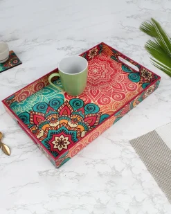Traditional Multicolour Tray with Handle