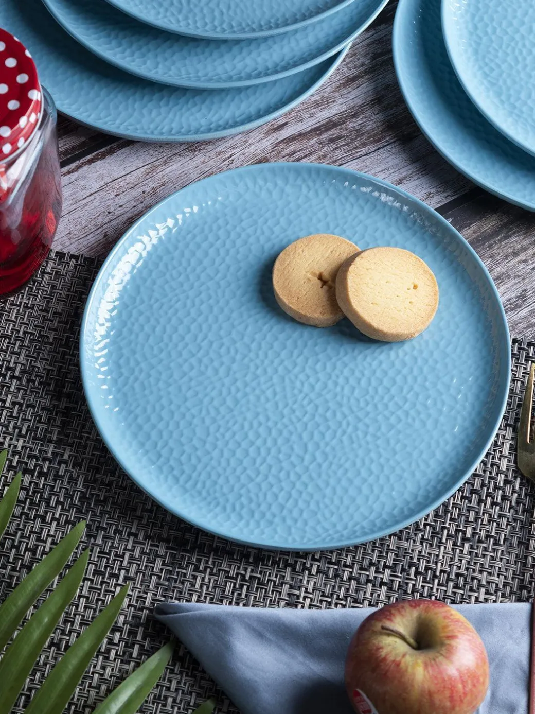 Turquoise Melamine Round Quarter Plate – Set of 6