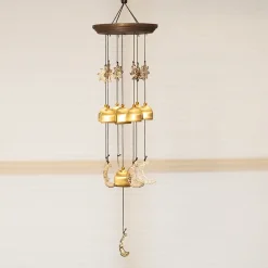 Unique Golden Decorative Wind Chime For Home - 11.5 X 11.5 X 55 Cm